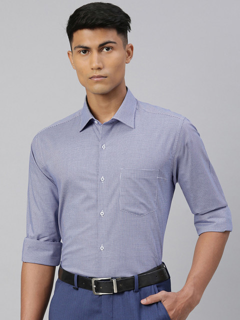 

Van Heusen Men Navy Blue & White Regular Fit Printed Casual Shirt