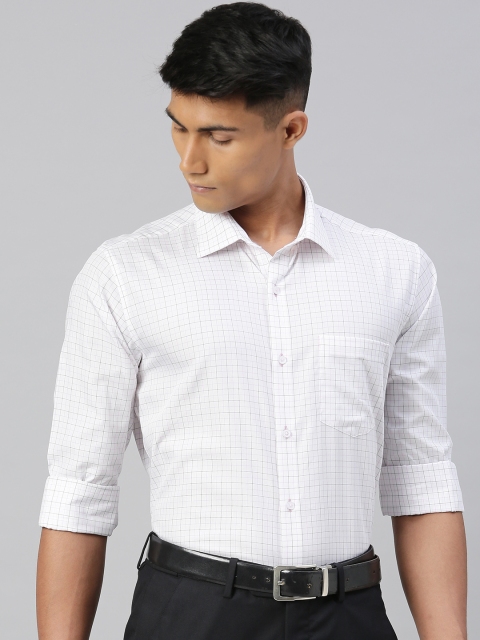 

Van Heusen Men White & Purple Custom Fit Checked Formal Shirt