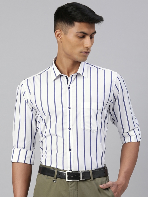 

Van Heusen Men Navy Blue & White Regular Fit Striped Formal Shirt