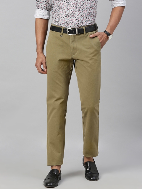 

Van Heusen Men Khaki Slim Fit Solid Regular Smart Casual Trousers