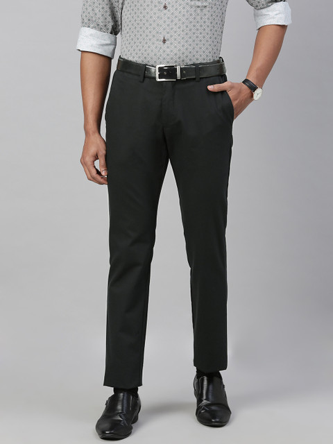 

Van Heusen Men Black Slim Fit Solid Regular Trousers