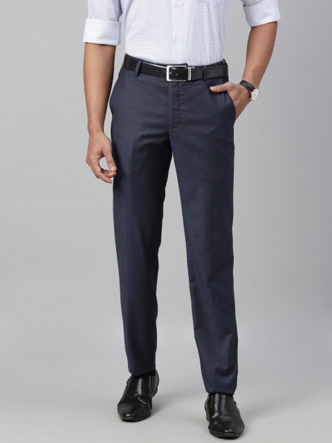 

Van Heusen Men Navy Blue Slim Fit Solid Formal Trousers