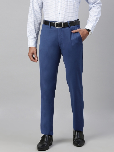 

Van Heusen Men Blue Slim Fit Solid Formal Trousers