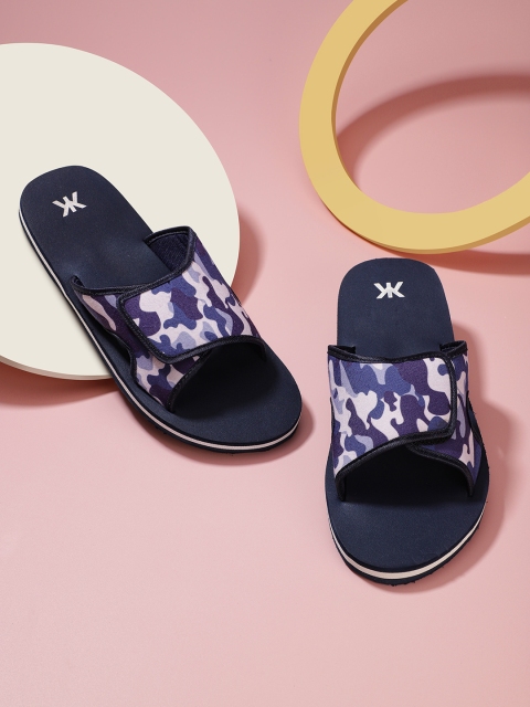 

Kook N Keech Men Purple & Off-White Camouflage Print Sliders with Cut Out Detail