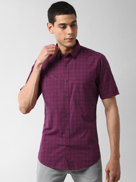 

Peter England Casuals Men Purple & Assorted Slim Fit Checked Casual Shirt