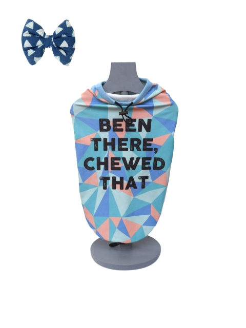 

Heads Up For Tails Blue & Orange Printed Dog T-shirt & Bow Tie