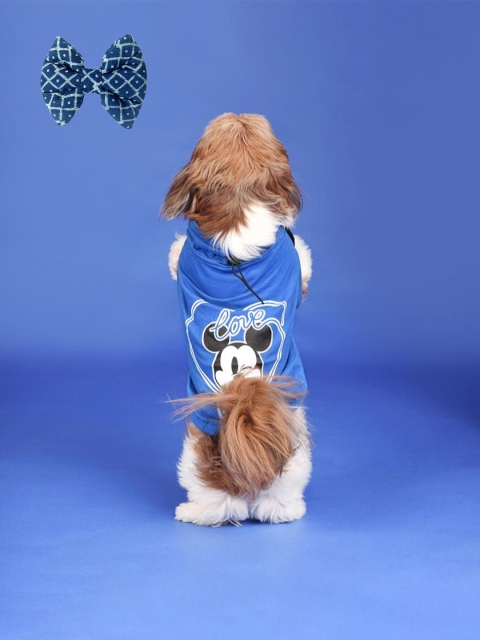 

Heads Up For Tails Blue Set Of Printed Dog T-shirt & Bow Tie