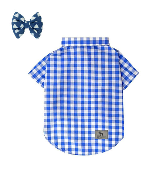 

Heads Up For Tails Dog Shirt With Bow Tie, Blue