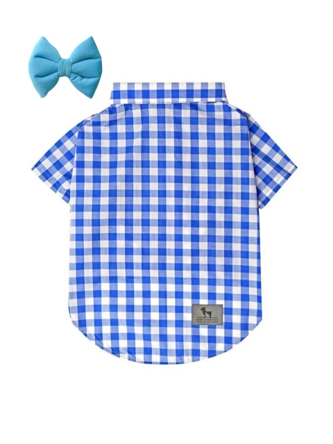 

Heads Up For Tails Blue Check Me Out Shirt for Dogs with Bow Tie