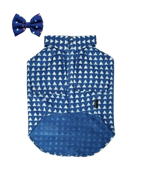 

Heads Up For Tails Blue Printed Dog Shirt & Bow Tie