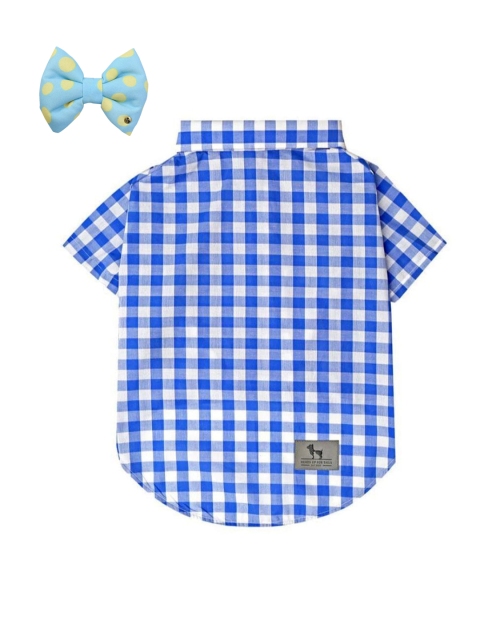 

Heads Up For Tails Blue & White Checked Dog Shirt