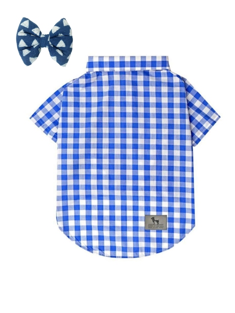

Heads Up For Tails Dog Shirt With Bow Tie, Blue