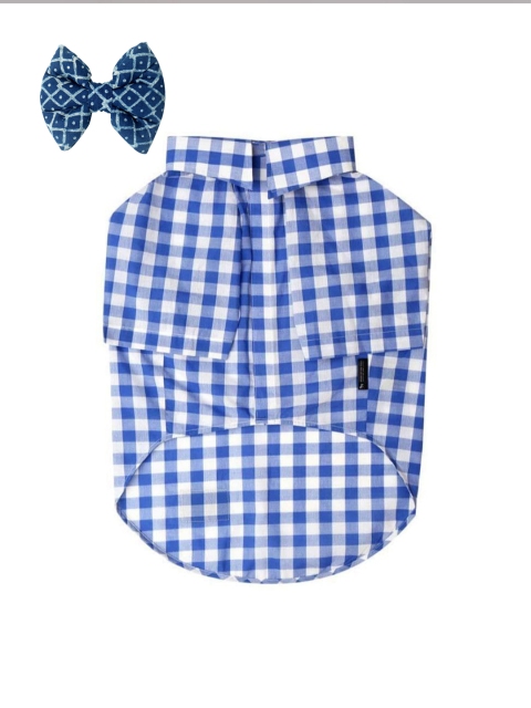

Heads Up For Tails Blue Set Of Printed Dog Shirt & Bow Tie