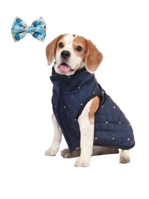 

Heads Up For Tails Blue Set Of Printed Dog Jacket & Bow Tie