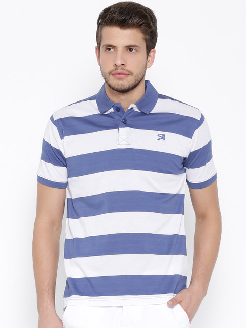 

Rodamo Blue & White Striped Polo T-shirt