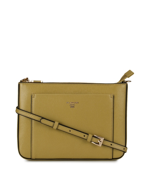 

Da Milano Olive Green Solid Leather Sling Bag