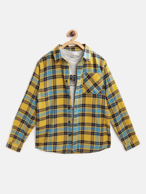 

Marks & Spencer Boys Mustard Yellow Regular Fit Checked Sustainable Shirt & T-Shirt