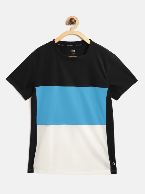 

Marks & Spencer Boys Black & White Colourblocked Moisture Wicking Sports T-shirt