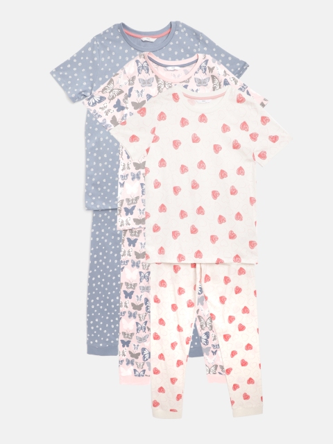 

Marks & Spencer Girls Pack of 3 Pure Cotton Printed Sustainable Night Suits, White