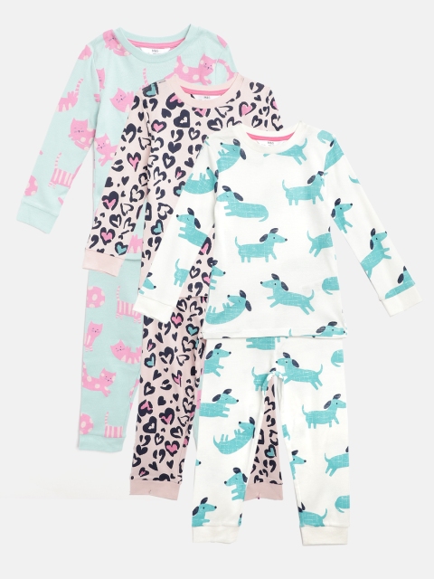 

Marks & Spencer Girls Pack of 3 Pure Cotton Printed Sustainable Night Suits, Pink
