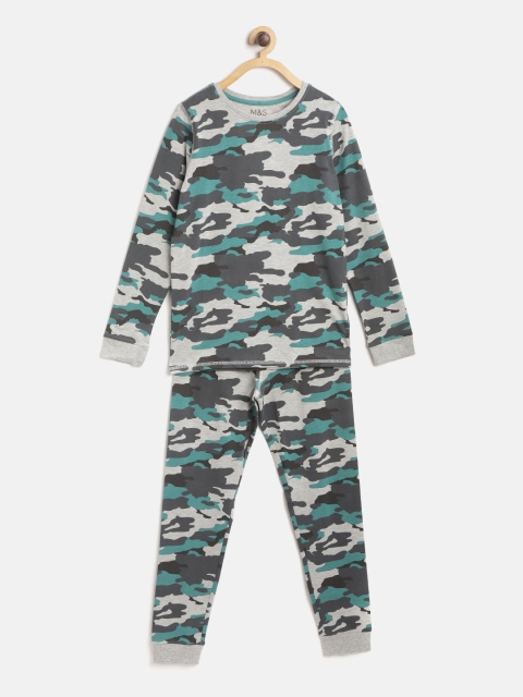 

Marks & Spencer Boys Grey & Green Camouflage Print Night suit