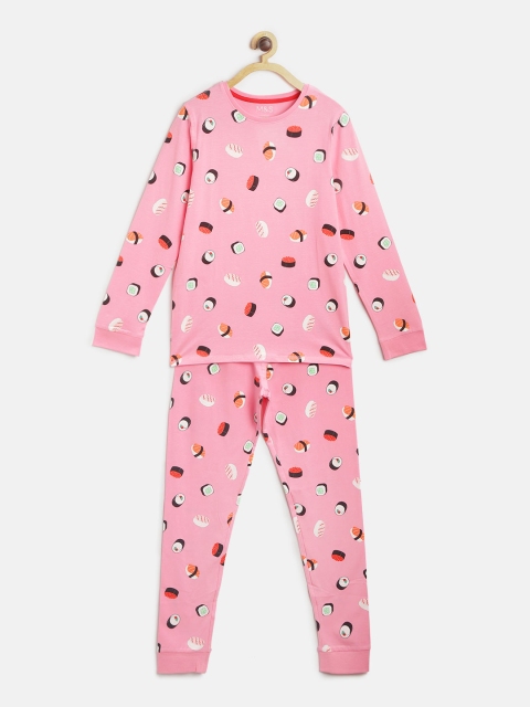 

Marks & Spencer Girls Pink & Black Sushi Printed Night Suit