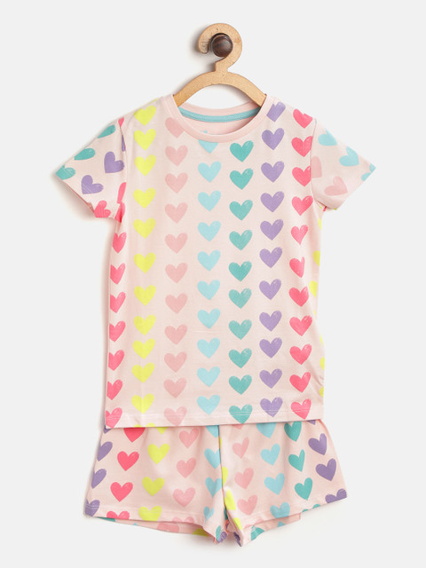 

Marks & Spencer Girls Pink & Blue Heart Printed Night Suit