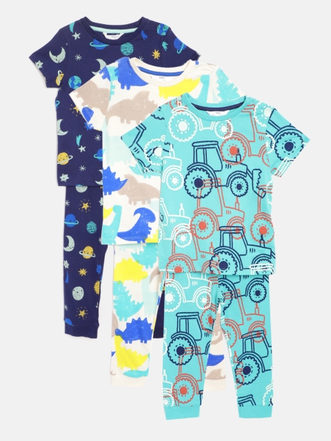 

Marks & Spencer Girls Pack of 3 Sustainable Pure Cotton Night Suits, Blue