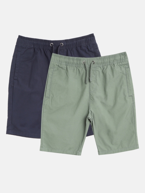 

Marks & Spencer Boys Pack of 2 Pure Cotton Solid Sustainable Shorts, Navy blue