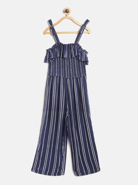 

Marks & Spencer Girls Navy Blue & White Striped Sustainable Basic Jumpsuit