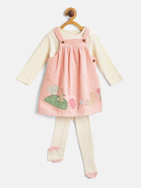 

Marks & Spencer Girls Pink Sustainable Cotton A-Line Dress with Bodysuit & Stockings