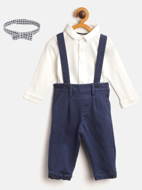 

Marks & Spencer Boys White & Navy Blue Sustainable Bodysuit with Trousers & Bow Tie