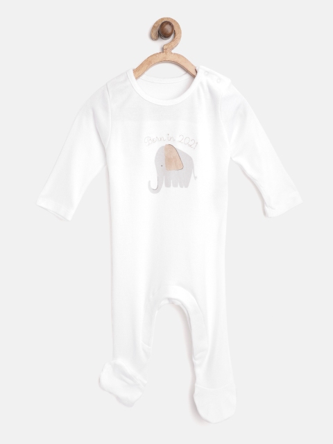 

Marks & Spencer Infant Kids White Solid Sustainable Sleepsuit with Printed Detail