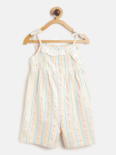 

Marks & Spencer Girls Multicoloured Striped Smocked Ruffle Sustainable Cotton Playsuit, Multi