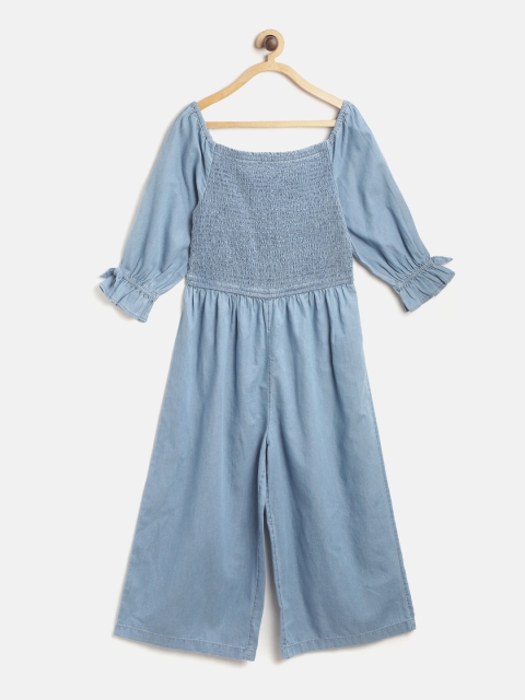 

Marks & Spencer Girls Blue Solid Sustainable Culotte Jumpsuit