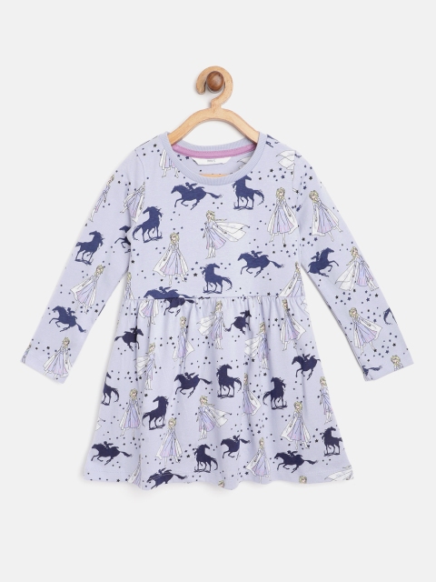 

Marks & Spencer Girls Purple Pure Cotton Disney Frozen Princess Elsa Print A-Line Dress
