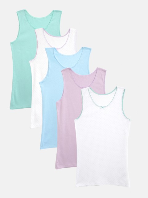

Marks & Spencer Girls Pack of 5 Pure Cotton Sustainable Innerwear Vests, Green