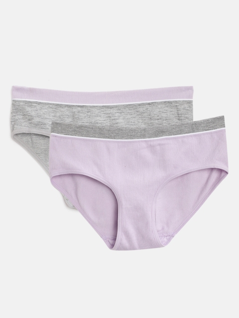 

Marks & Spencer Girls Pack of 2 Solid Hipster Briefs T713720S, Purple