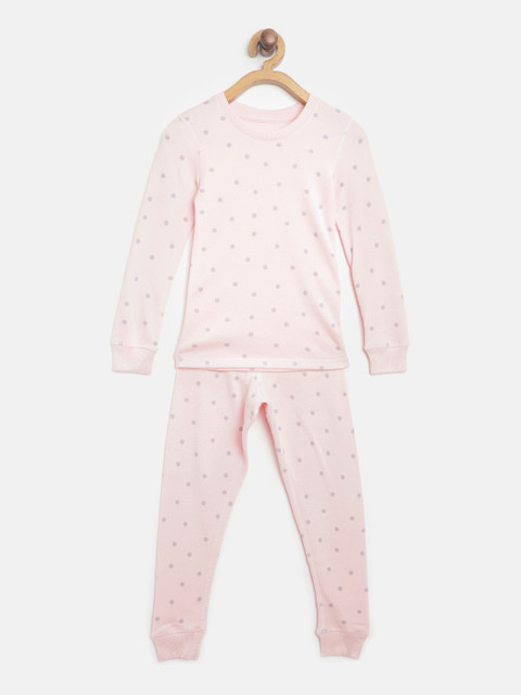 

Marks & Spencer Girls Pink & Grey Polka Dots Print Thermal Set
