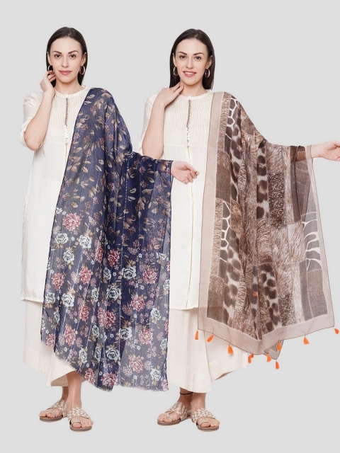 

Get Wrapped Women Brown Printed Scarves Pack of 2