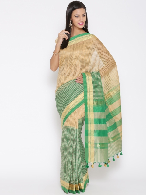 

Jashn Beige & Green Cotton Checked Saree