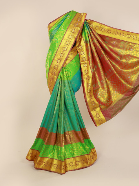 

Pothys Multicoloured Pure Silk Woven Design Kanjeevaram Saree, Multi