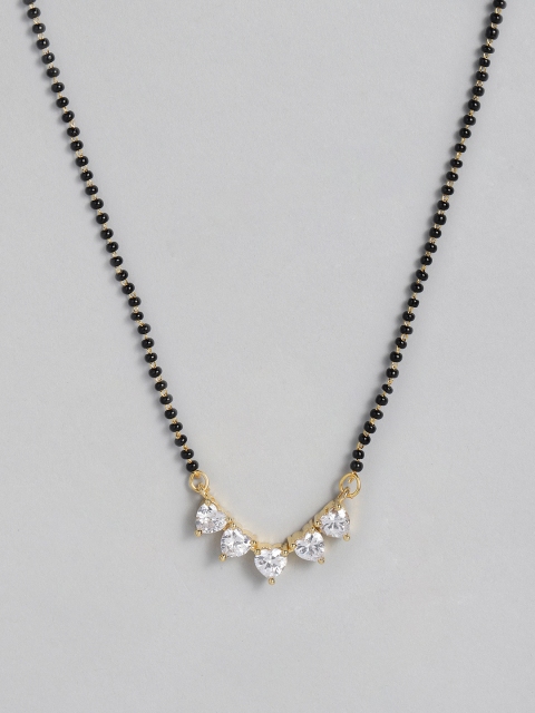 

justpeachy Black Gold-Plated American Diamond Studded Mangalsutra