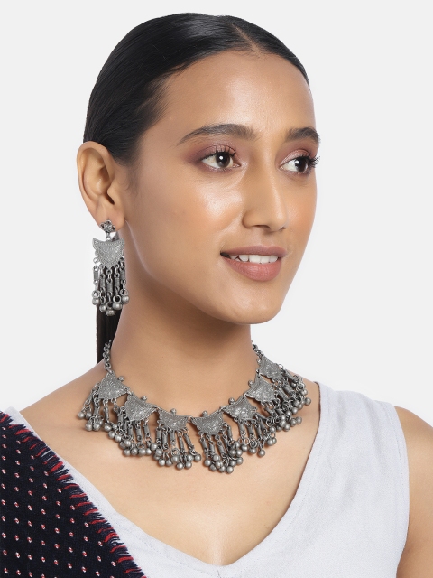 

justpeachy Oxidized Silver-Plated Jewellery Set