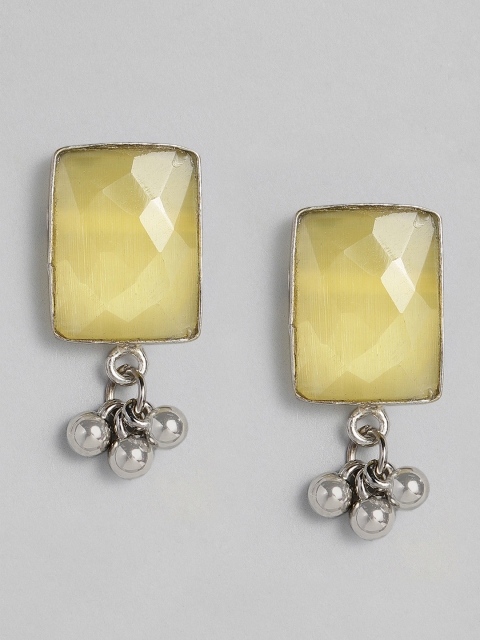 

justpeachy Yellow Silver-Plated Studded Geometric Studs