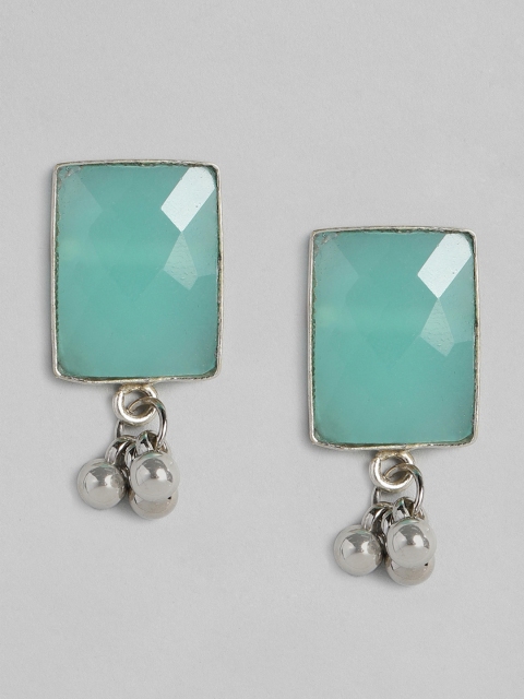 

justpeachy Blue Silver-Plated Studded Geometric Studs