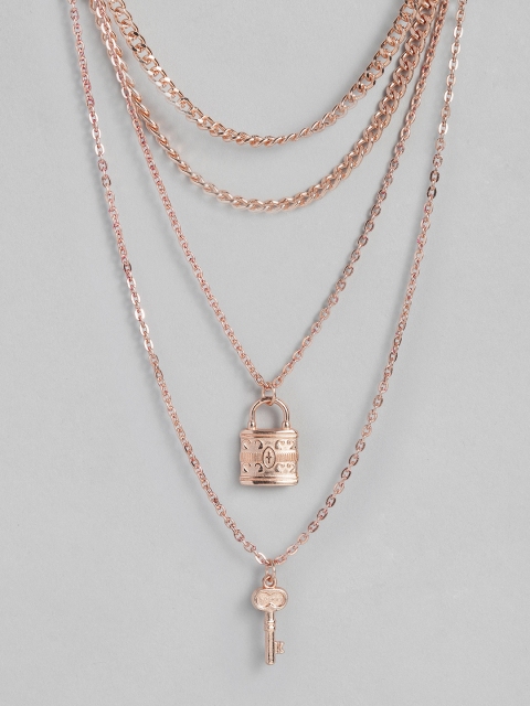 

justpeachy Rose Gold-Plated Layered Charm Necklace