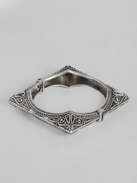 

justpeachy Oxidized Silver-Plated Kada Bracelet