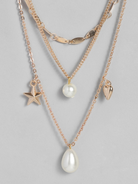 

justpeachy Gold-Plated Charm Layered Beaded Necklace