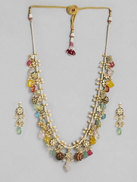 

justpeachy Multi-Colored Gold-Plated Jewellery Set